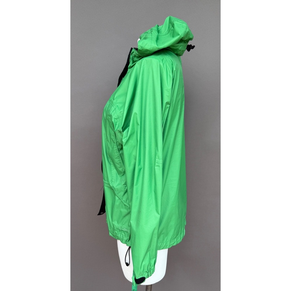 LL Bean Stowaway Rain Jacket Womens Medium Green Ripstop Hooded Gorpcore Outdoor - Picture 7 of 14